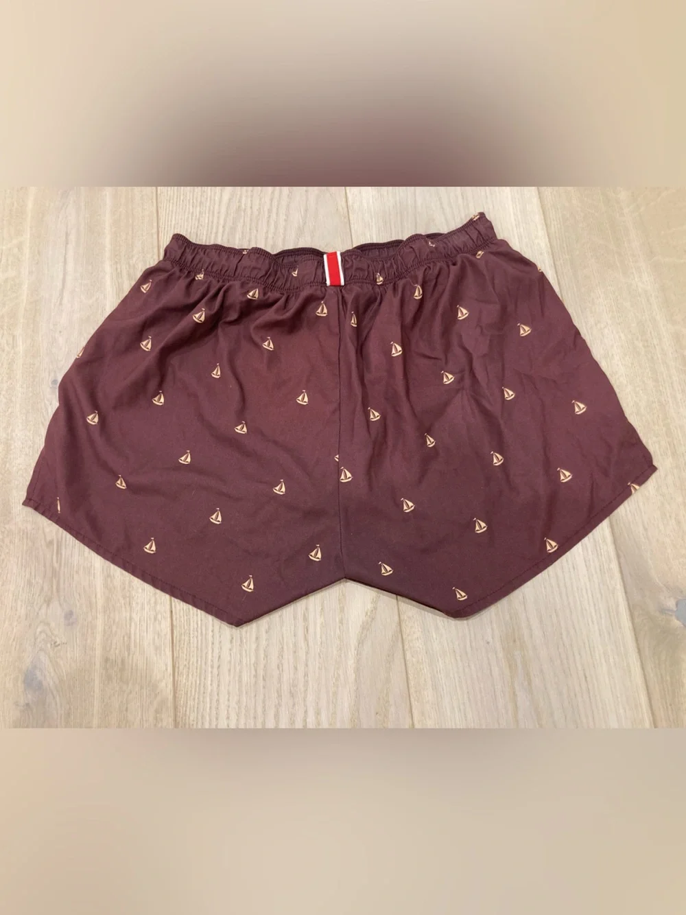 Tracksmith Maroon Sailboat-Print Athletic Shorts